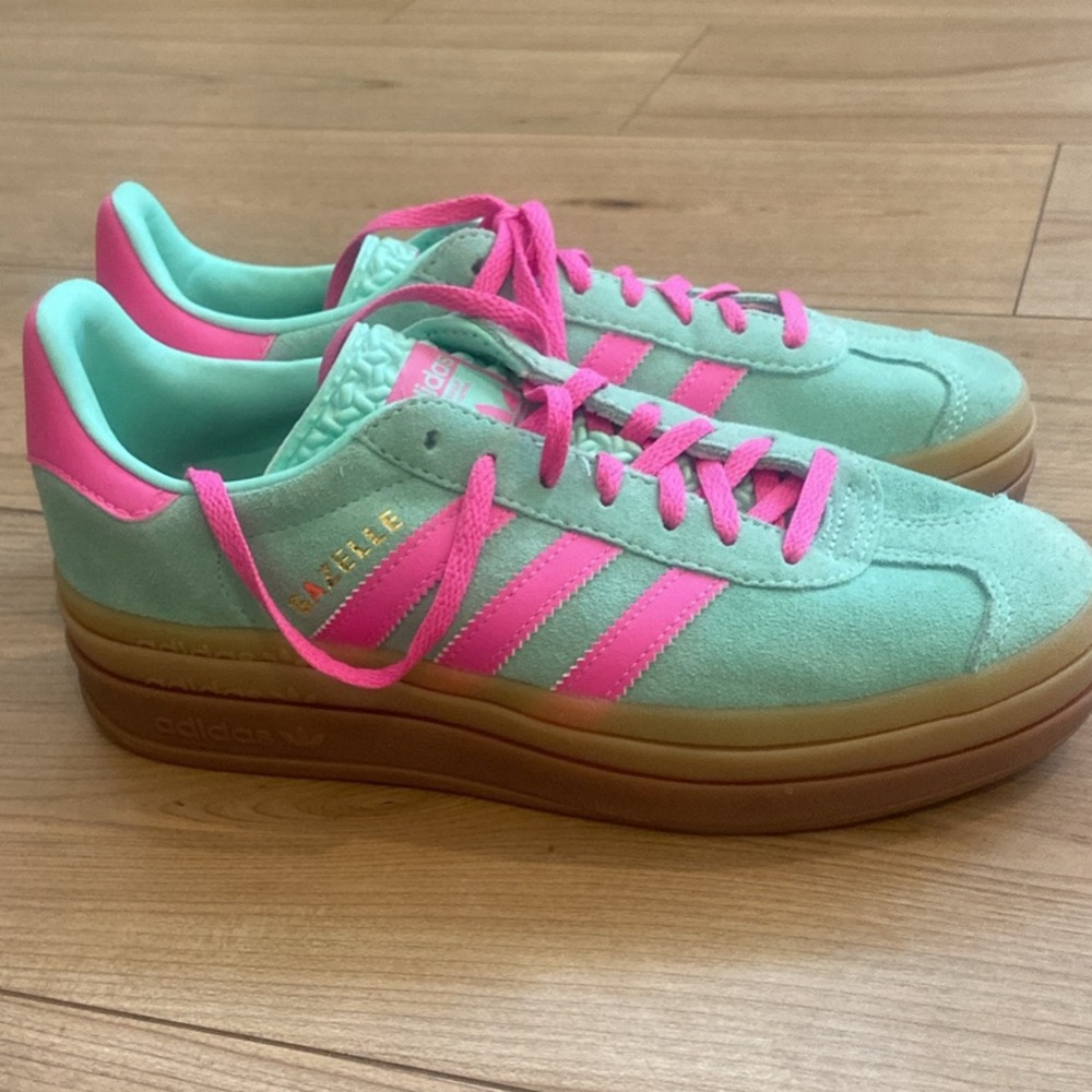 Adidas Mint Green and Pink Sneakers